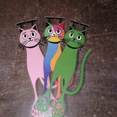 Colorful acrylic cat-shaped bookmarks