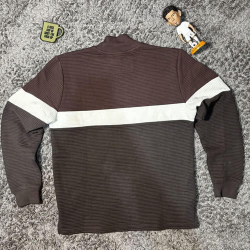 Soulstars turtleneck jumper, brown and white striped, size M