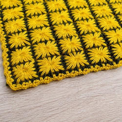 Handmade knitted table runner 35x65 cm vintage floral