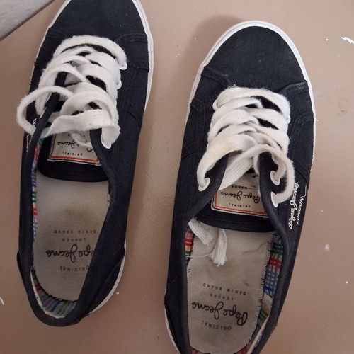 Pepe Jeans canvas sneakers used, size 37, unisex, black