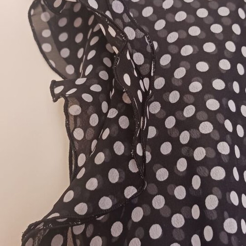 Terranova transparent polka dot top black with white dots like new