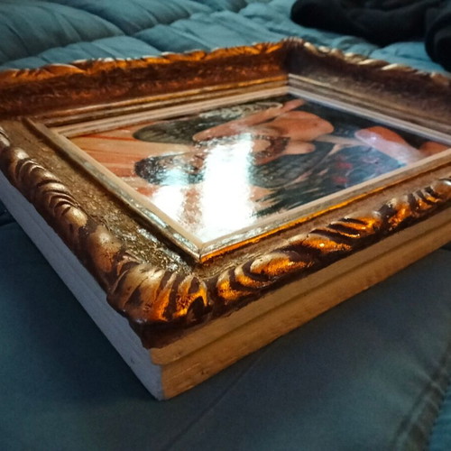 Authentic Painting "Angel", dimensions including frame 47 x 40 cm