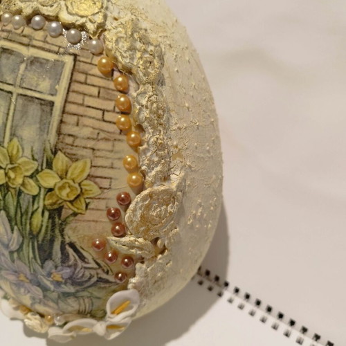 Porcelain Easter decorative egg handmade, 20 cm