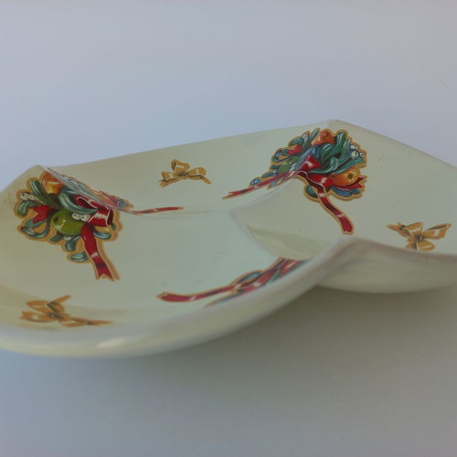 Vintage Christmas triple ceramic platter like new Deruta