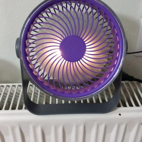 Rechargeable fan with USB, 3 speeds and light, like new