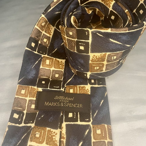 Tie with vintage pattern Marks & Spencer like new, blue and brown