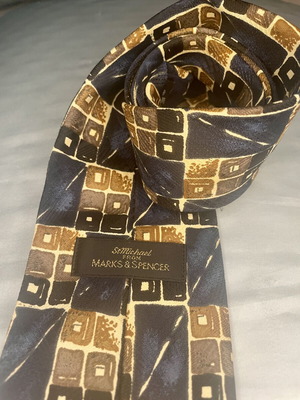 Tie with vintage pattern Marks & Spencer like new, blue and brown