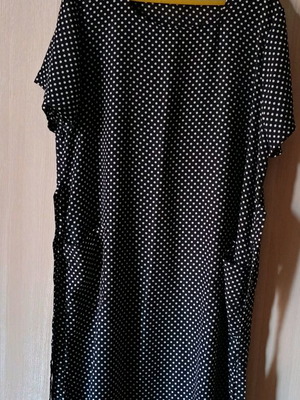 Robe new, 100% viscoz, black with white dots, size XXXL