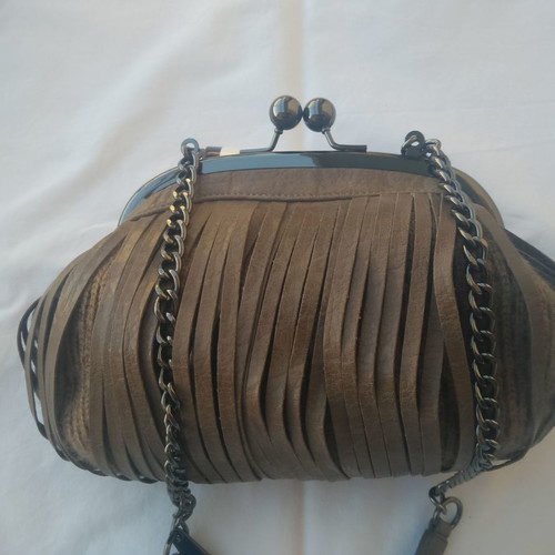 Stefanel shoulder bag used, brown leather and wool
