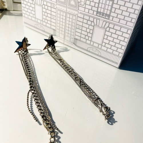 Long earrings with clips new, silver