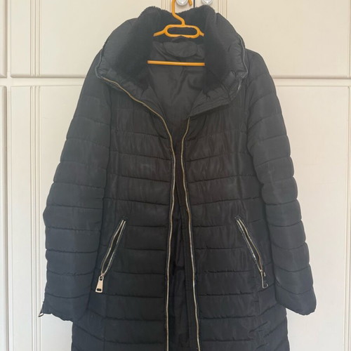 Black quilted jacket S/M like new with gold details