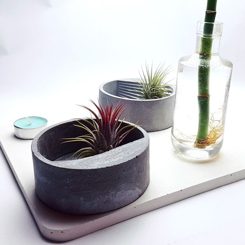 Handmade cement decorative piece, candle holder, 10.5 cm diameter