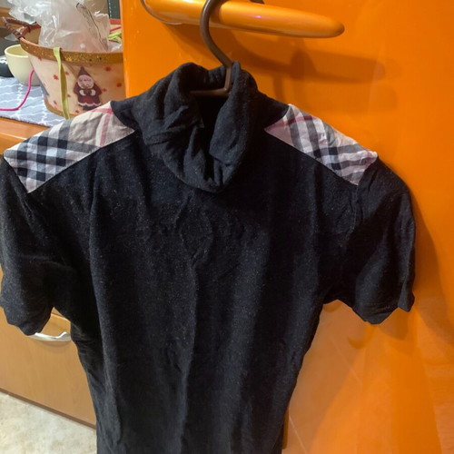 Grey Zara short-sleeve turtleneck like new with checkered details