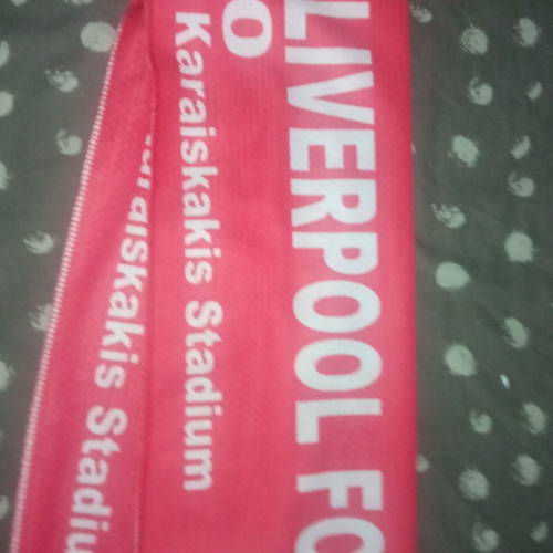 Vintage Olympiacos Liverpool Scarf used, Karaiskakis Stadium 2004