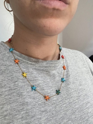 Necklace stainless steel with multicolor starfish 50cm new