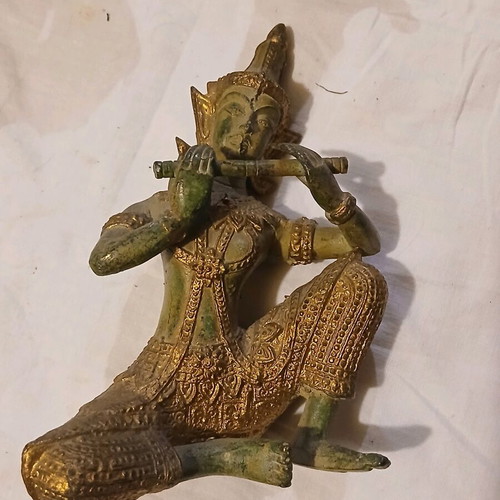 Handmade deities used, set of 4, gilded bronze