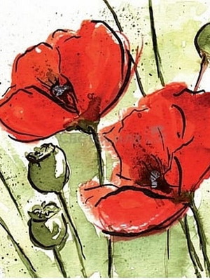 Inn Aquarelle Florals II canvas painting 50×50cm new