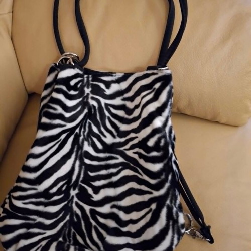 Animal print eco-fur pouch bags, set of 2
