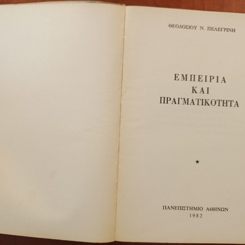 Experience and Reality by Theodosios Pelegrinis, like new, philosophy book