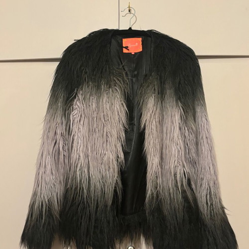 Lynne fur used, size Medium, black and gray