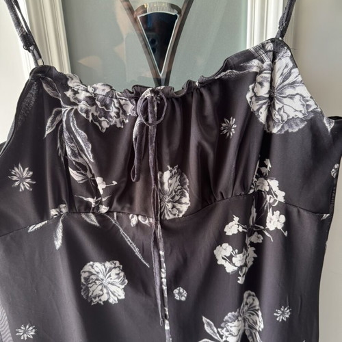 Sinsay Summer Dress Black and White with Floral Print New XXL