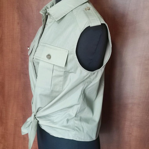 BSB Sleeveless Safari Shirt with Knot like new, beige