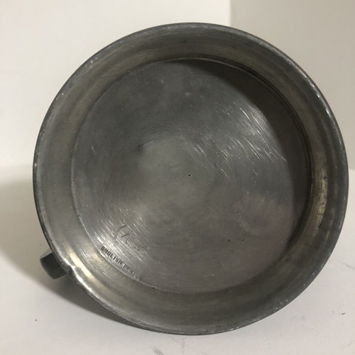English pewter tankard jug used, vintage hammered finish
