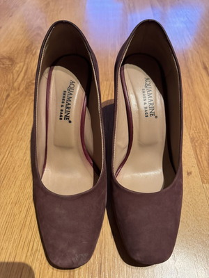 Aquamarine suede heels like new, size 39, brown and red