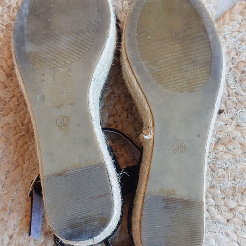 Espadrille-style platform sandals, size 37, black