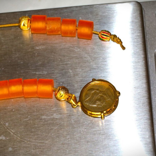 Begleri Konstantinos Kanaris amber with 24K gold handmade, INDICO JEWELLS