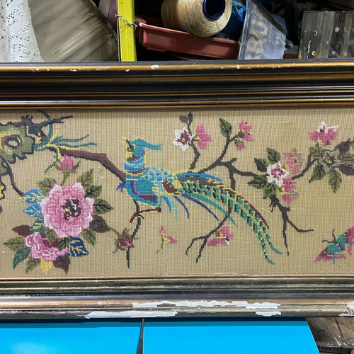 Embroidered painting used 81x44 with frame wear