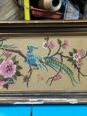 Embroidered painting used 81x44 with frame wear
