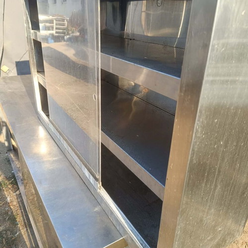 Professional stainless steel glass cabinet with sliding plexiglass doors