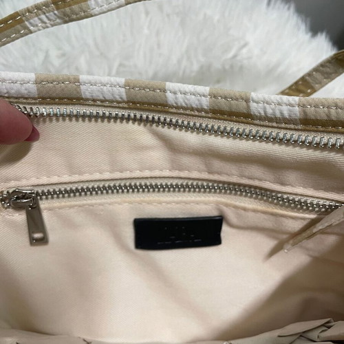 Zara handbag with checkered pattern, beige and white