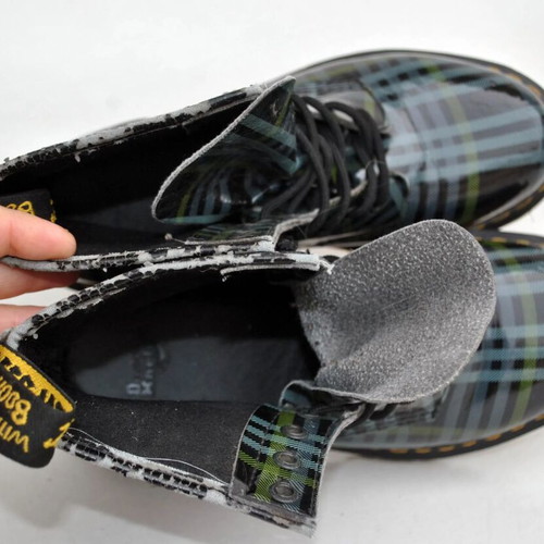 Dr. Martens tartan boots used, grey black, size 39