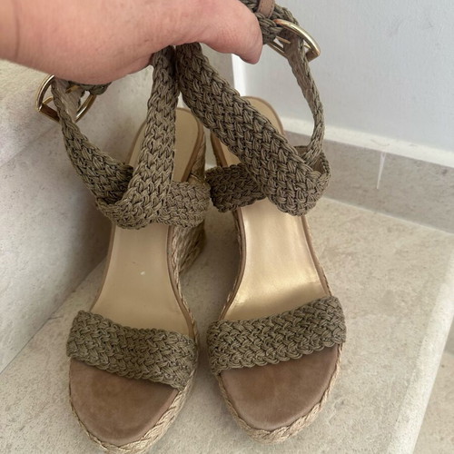 Stuart Weitzman Πέδιλα Πλατφόρμες Khaki Crochet Alex με δέσιμο στον αστράγαλο σαν καινούργιο