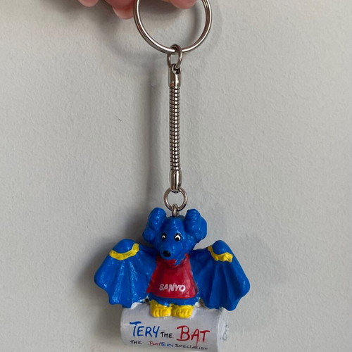 Vintage Sanyo promotional keychain Tery the Bat used