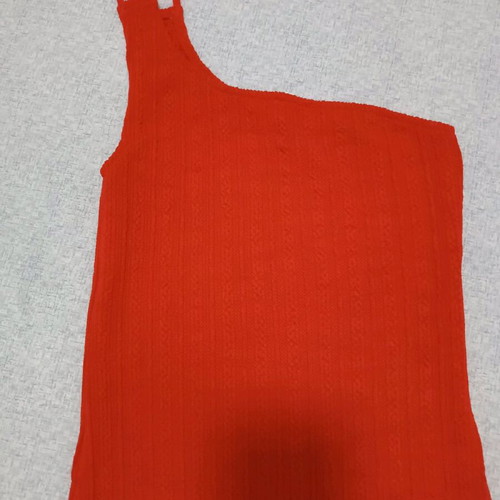 Zara knitted one-shoulder dress like new, red orange, size S