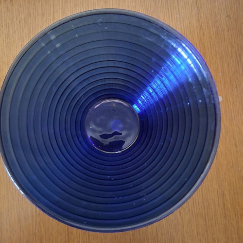 Glass salad bowl blue 25×13 like new