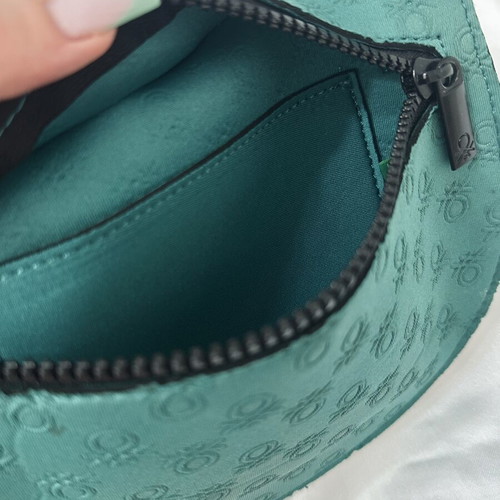 Benetton Green Crossbody Pouch Bag like new, teal fabric