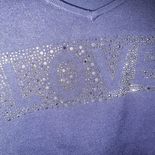 Guess women's blouse used, blue with LOVE strass