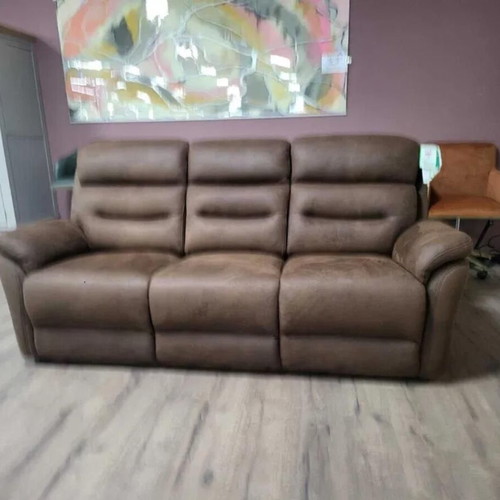 Brown fabric sofa three-seater new