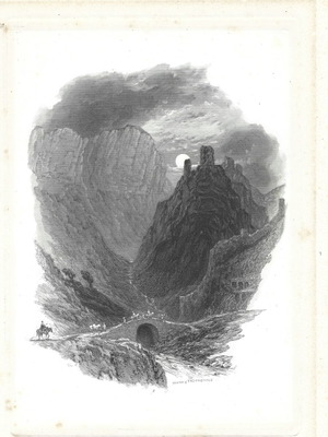 Παλιά γκραβούρα Το Ιερό του Τροφωνίου μεταχειρισμένη 14x20 εκ με πασπαρτού