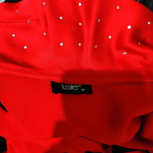 Lussile women's evening dress like new, red satin, formal