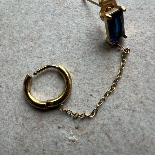 Steel double earring new, blue and gold colors