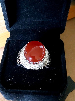 Ανδρικό ασημένιο δαχτυλίδι 925 με φυσικό αχάτη νέο, χειροποίητο