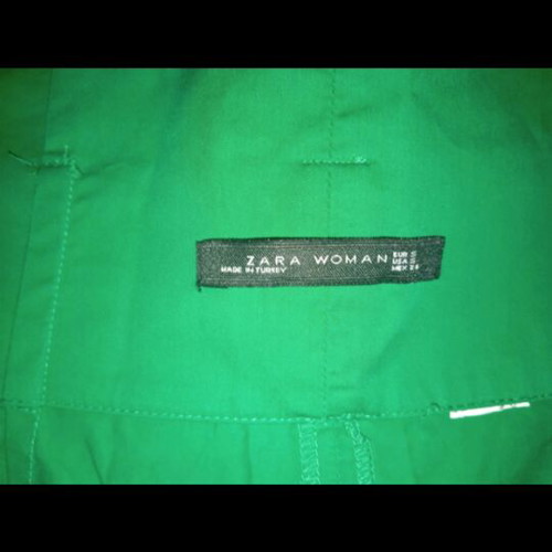 Zara satin pants green, like new, pleated waist, size S