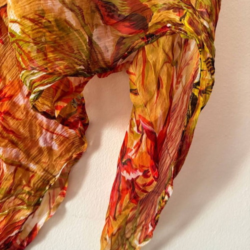 Tropical Sheer Poncho like new with sequins and floral print