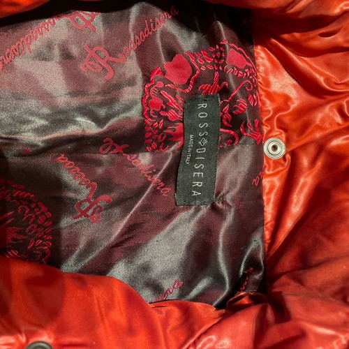 Rossodisera sleeveless vest like new with genuine fur hood, red