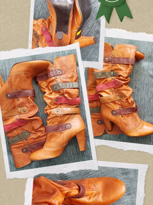 Γυναικεία δερμάτινα μποτάκια με τακούνι καινούργια, μέγεθος 40